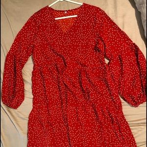 Rust colored with white polka dots shift dress